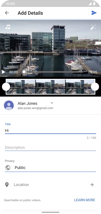 Key in the required text and press the upload icon.