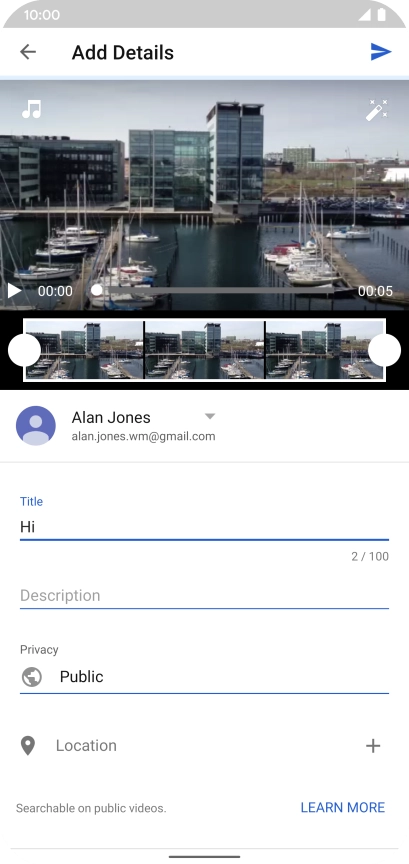 Key in the required text and press the upload icon.