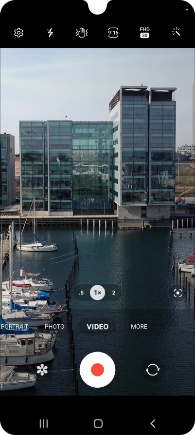 Press the video light icon.