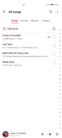 Press the required category and go to the required audio file.