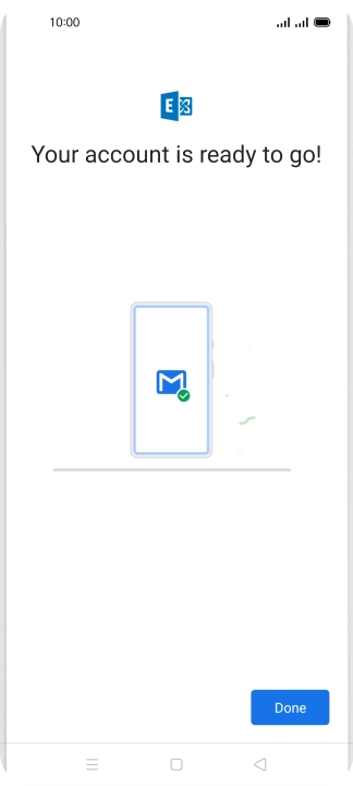 If this screen is displayed, your email account has been recognised and is being set up automatically. Follow the instructions on the screen to key in more information and finish setting up your phone.