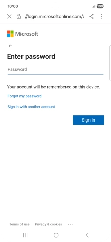 Press Password and key in the password for your email account.