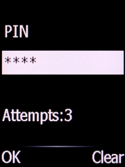 If you're asked to key in your PIN, do so and press the Left selection key.