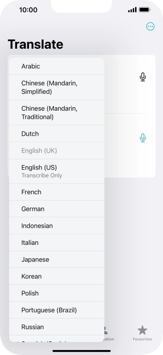 Press the required target language.