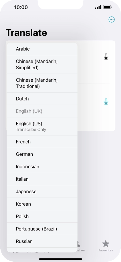 Press the required target language.