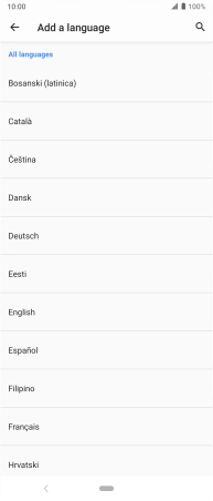 Press the required language to add it to the list of phone languages.