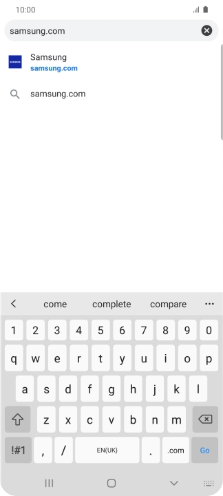 Key in the address of the required web page and press Go.