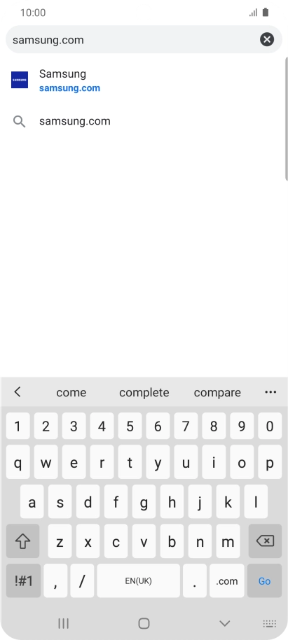 Key in the address of the required web page and press Go.
