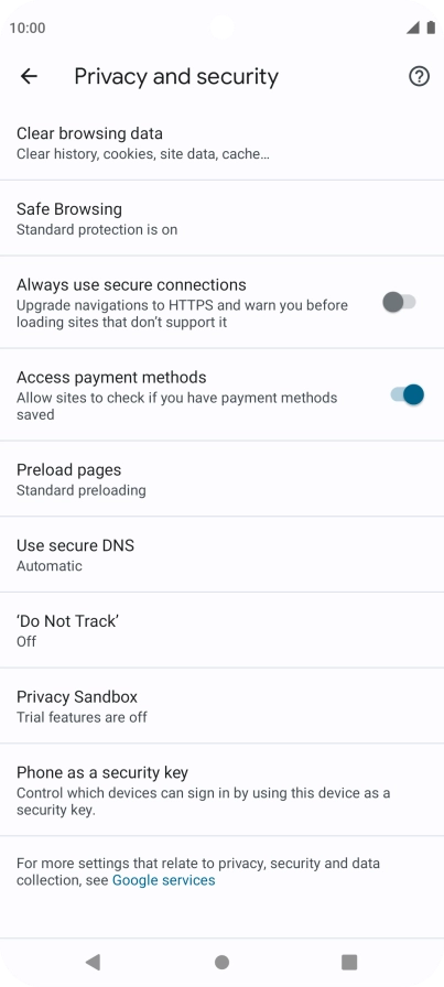 Press Clear browsing data.