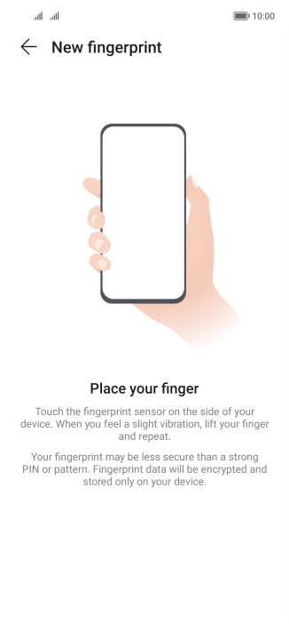 Follow the instructions on the screen to create the phone lock code using your fingerprint.