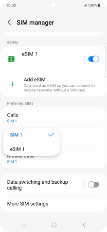 Press the required SIM.