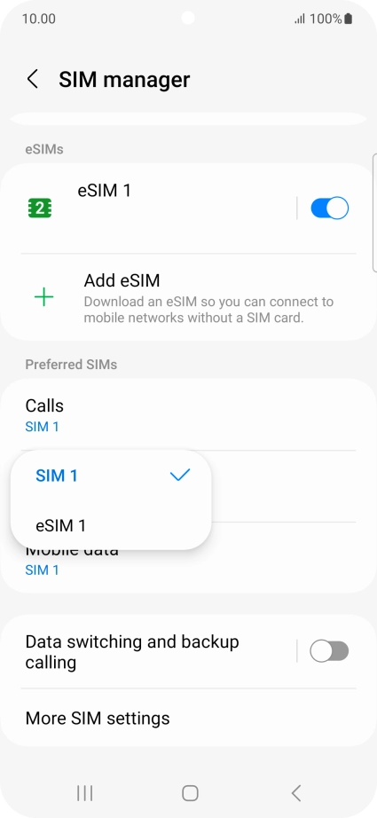 Press the required SIM.