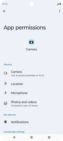The app activity for the selected app is displayed.