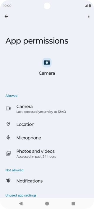 The app activity for the selected app is displayed.