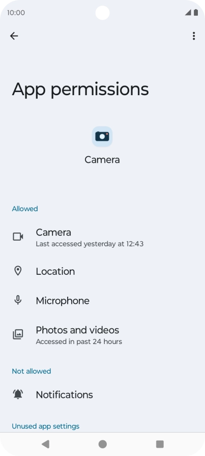 The app activity for the selected app is displayed.