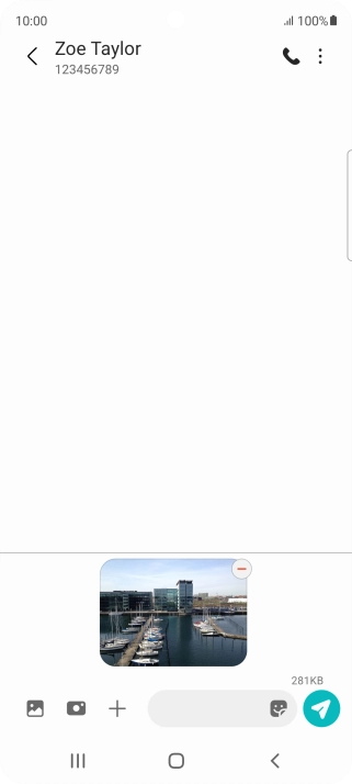 Press the text input field and write the text for your picture message.