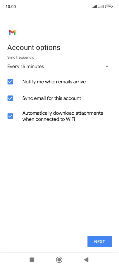 If this screen is displayed, you email account has been recognised and set up automatically. Follow the instructions on the screen to key in more information and finish setting up your phone.