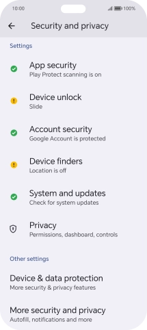 Press More security and privacy.