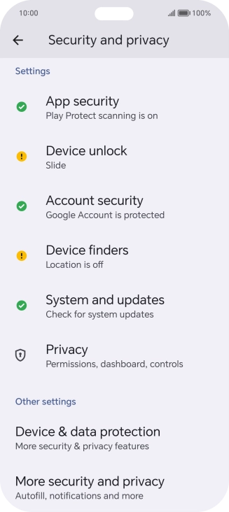 Press More security and privacy.
