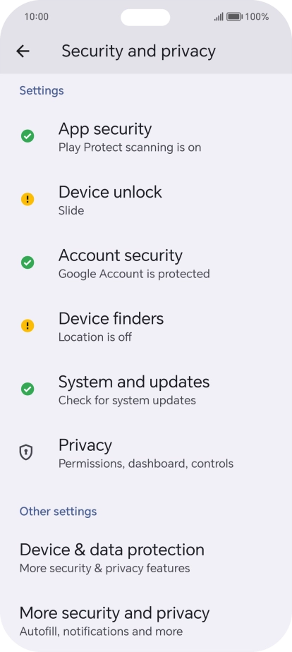 Press More security and privacy.