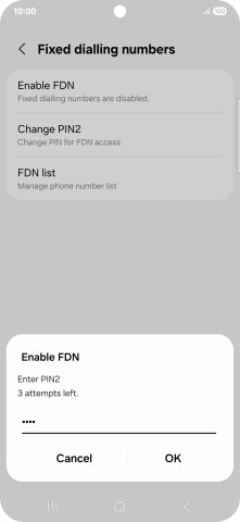 Key in your PIN2 and press OK. The default PIN2 is 1111.
