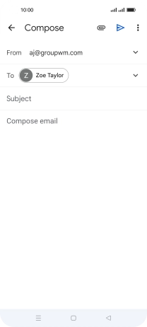 Press Subject and key in the subject for the email message.