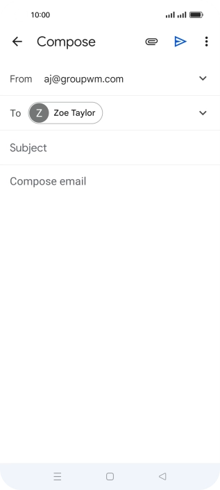 Press Subject and key in the subject for the email message.