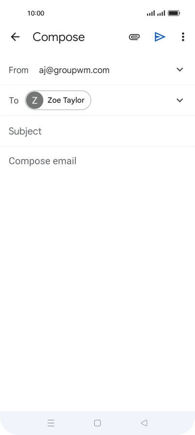 Press Subject and key in the subject for the email message.