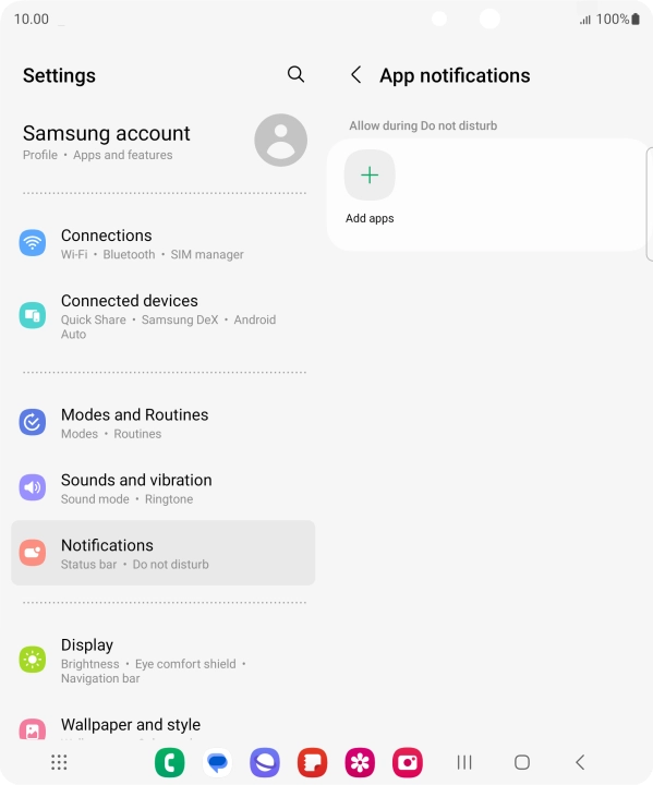 Press Add apps and follow the instructions on the screen to select which apps you would like to receive notifications from when Do Not Disturb is turned on.