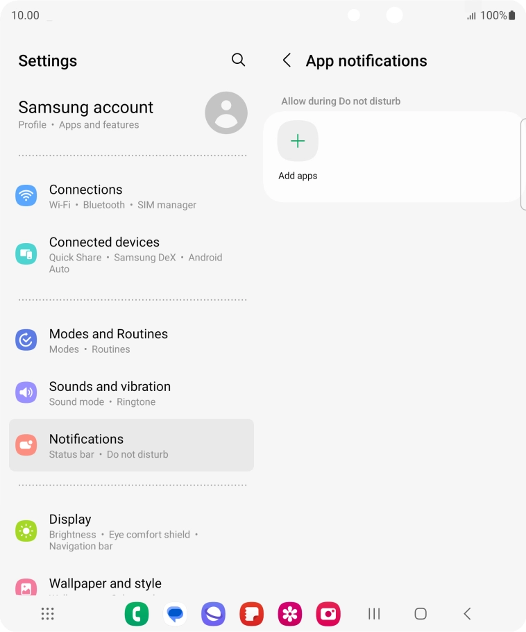 Press Add apps and follow the instructions on the screen to select which apps you would like to receive notifications from when Do Not Disturb is turned on.