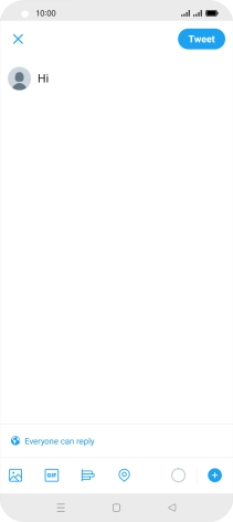 Write the required text and press Tweet.