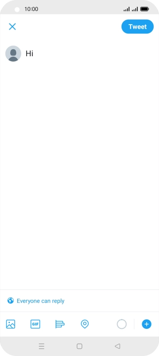 Write the required text and press Tweet.