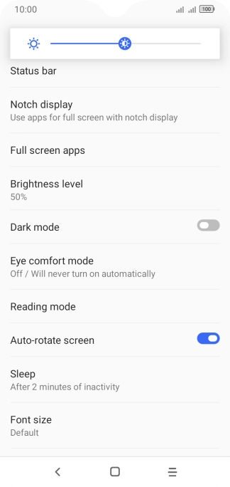 Drag the indicator right or left to set the brightness manually.