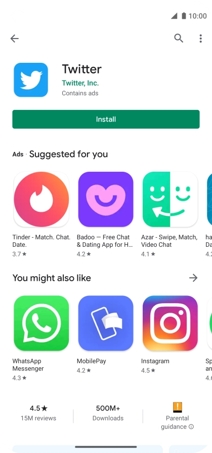 Press Install and follow the instructions on the screen to install the app.