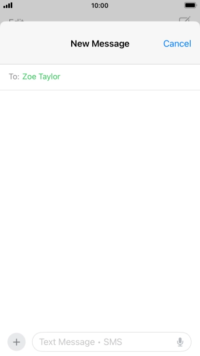 Press the text input field and write the text for your text message.