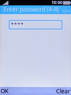 Key in the phone lock code (default is 0000) and press the Left selection key.