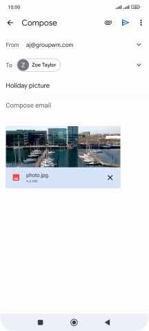 Press the text input field and write the text for your email message.