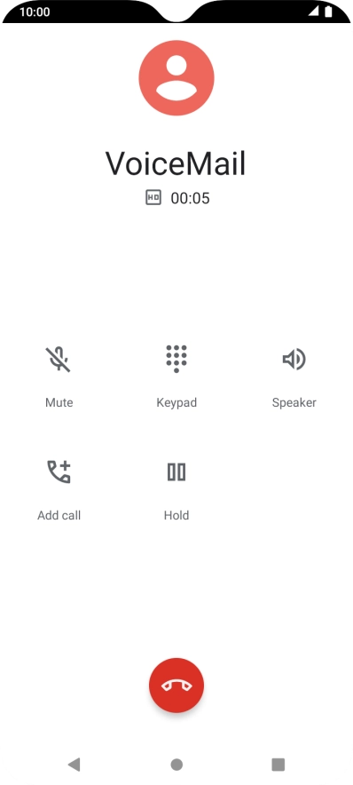 Press the end call icon.