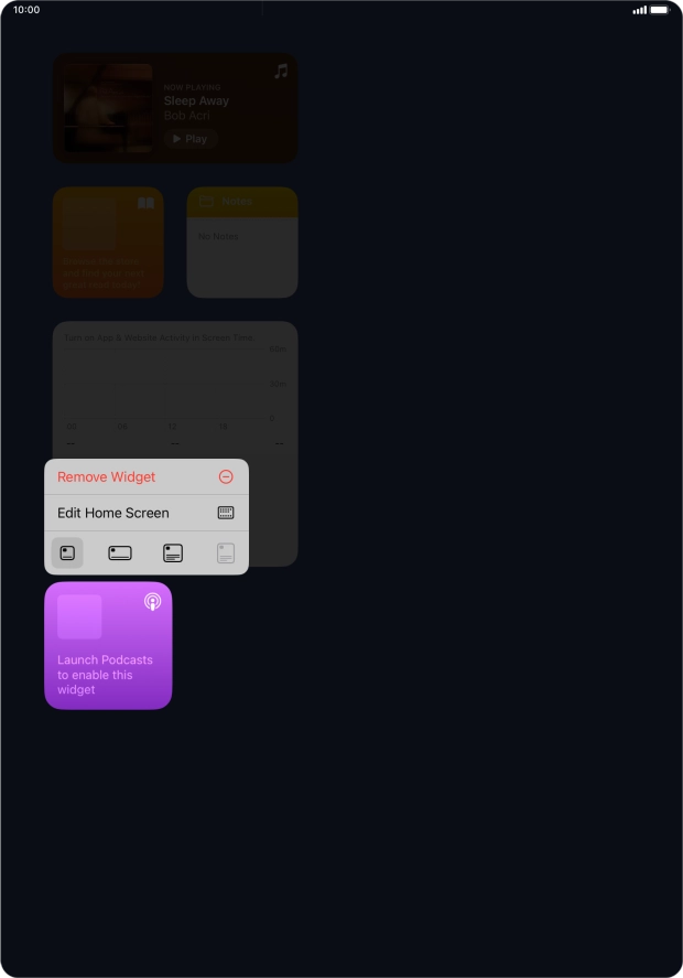 Press Remove Widget.