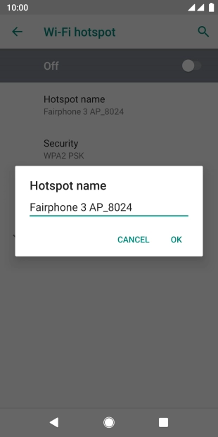 Key in the required Wi-Fi hotspot name and press OK.