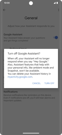 If you turn off the function, press TURN OFF.