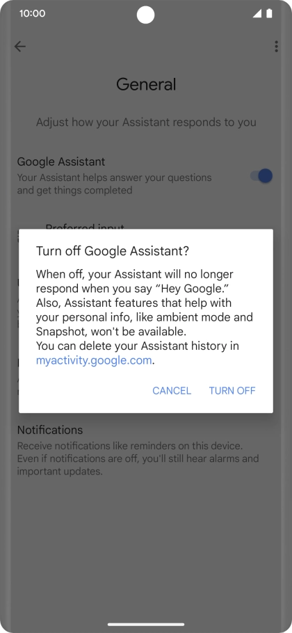 If you turn off the function, press TURN OFF.