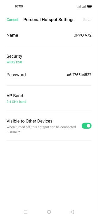 Press Name and key in the required name for the Wi-Fi hotspot.