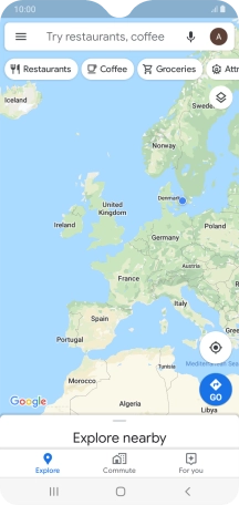 Press the search field and key in the required destination.