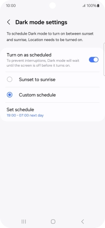 Press the required setting.