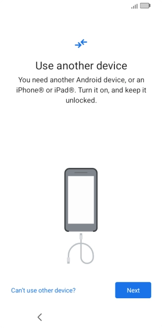 Press Can't use other device?.