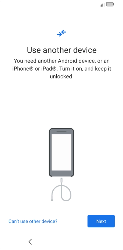 Press Can't use other device?.