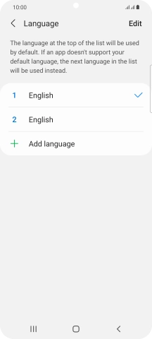 To subsequently select another language as the default language, press the required language.
