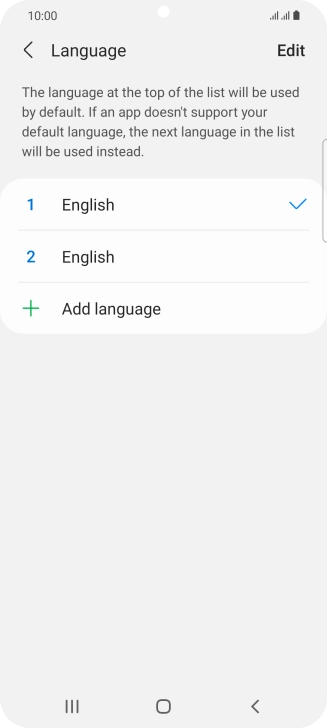 To subsequently select another language as the default language, press the required language.