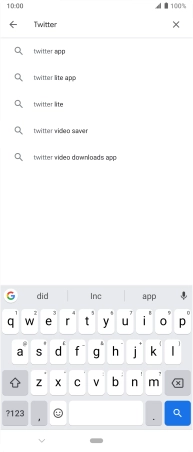 Key in Twitter and press the search icon.